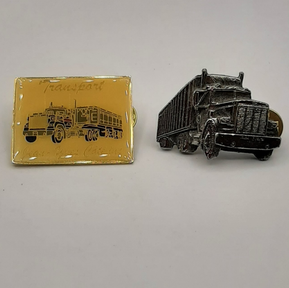 Vintage Transport jean-Yves Cate Inc Enamel Pin Pinback Lapel Gold Yellow 2 Pins